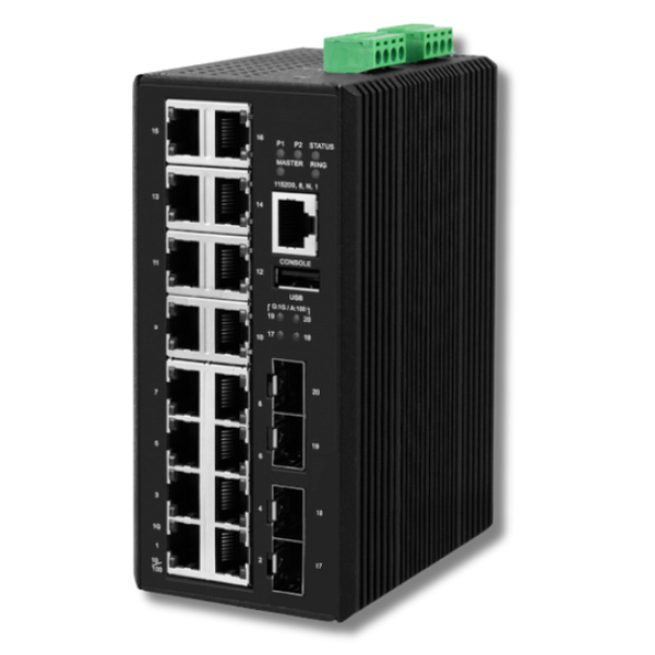 20-port Gigabit managed industrial switch NW-ISM-20G-4F-X4